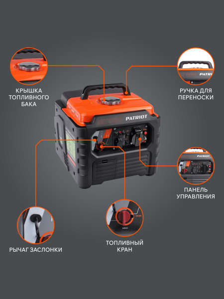 Бензиновый инверторный генератор PATRIOT iGX 1200 на колесах фото
