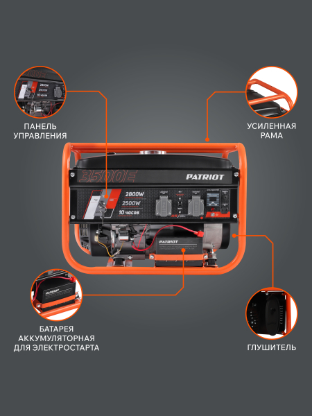 Бензиновый генератор PATRIOT GRS 3500 E передвижной фото